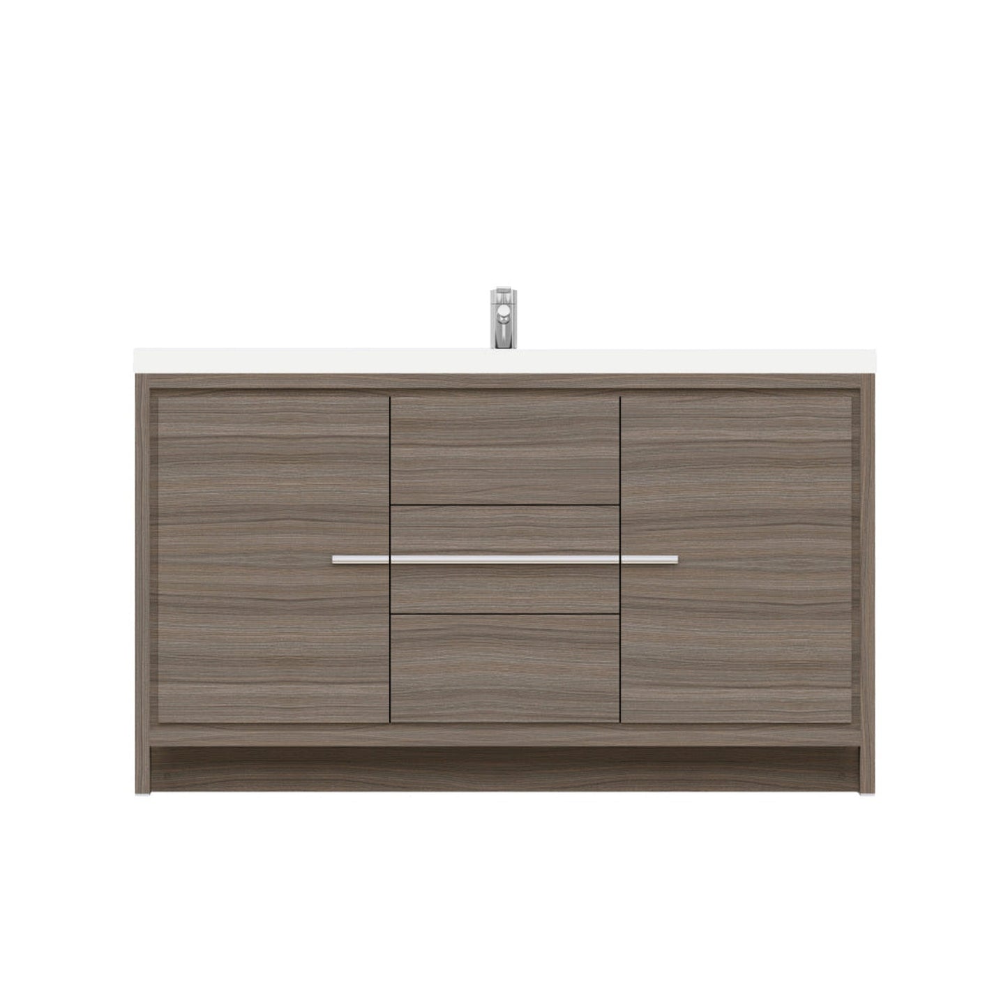 Alya Bath Sortino 60" Single Gray Modern Freestanding  Bathroom Vanity With Acrylic Top and Integrated  Sink - AB-MD660S-G - Backyard Provider