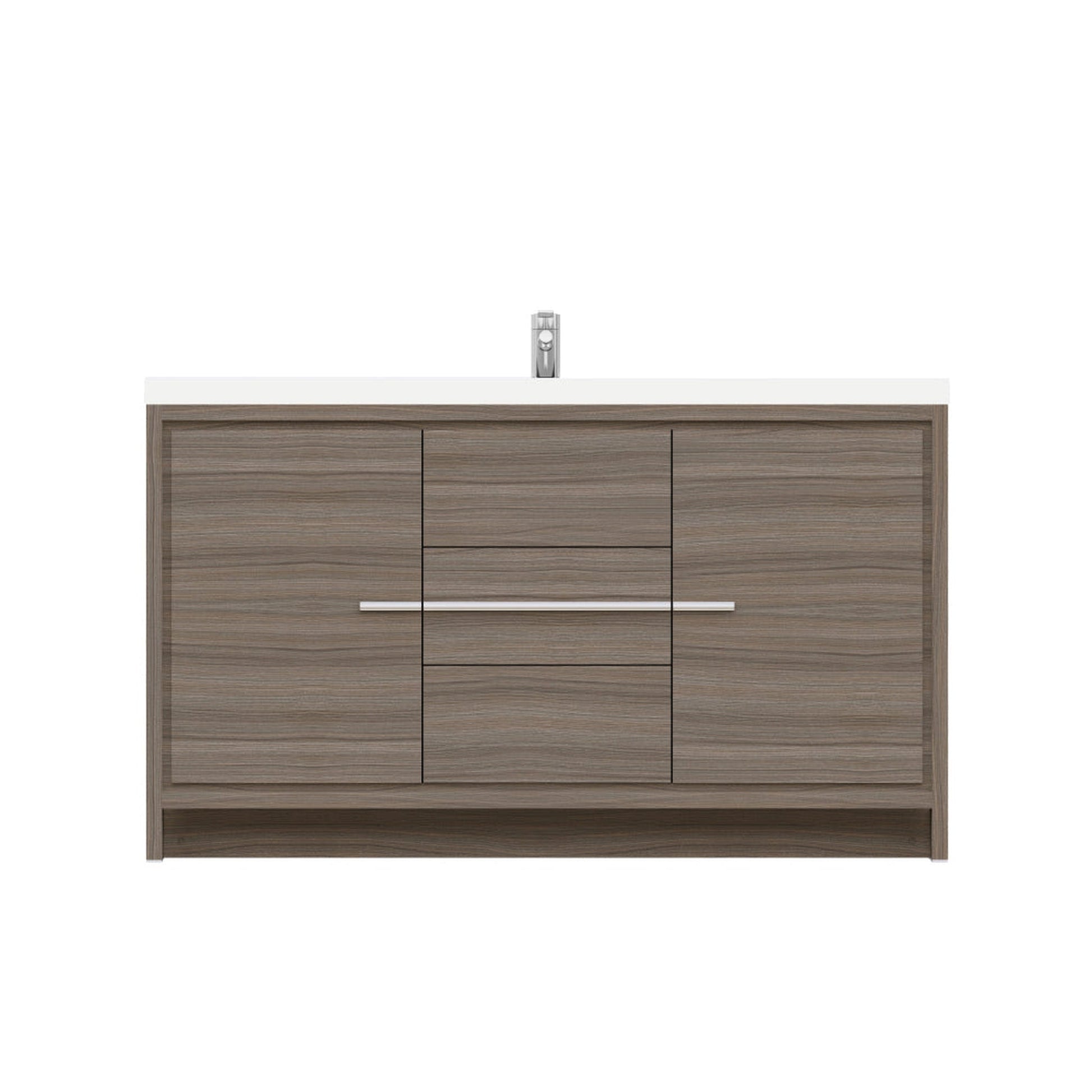 Alya Bath Sortino 60" Single Gray Modern Freestanding  Bathroom Vanity With Acrylic Top and Integrated  Sink - AB-MD660S-G - Backyard Provider