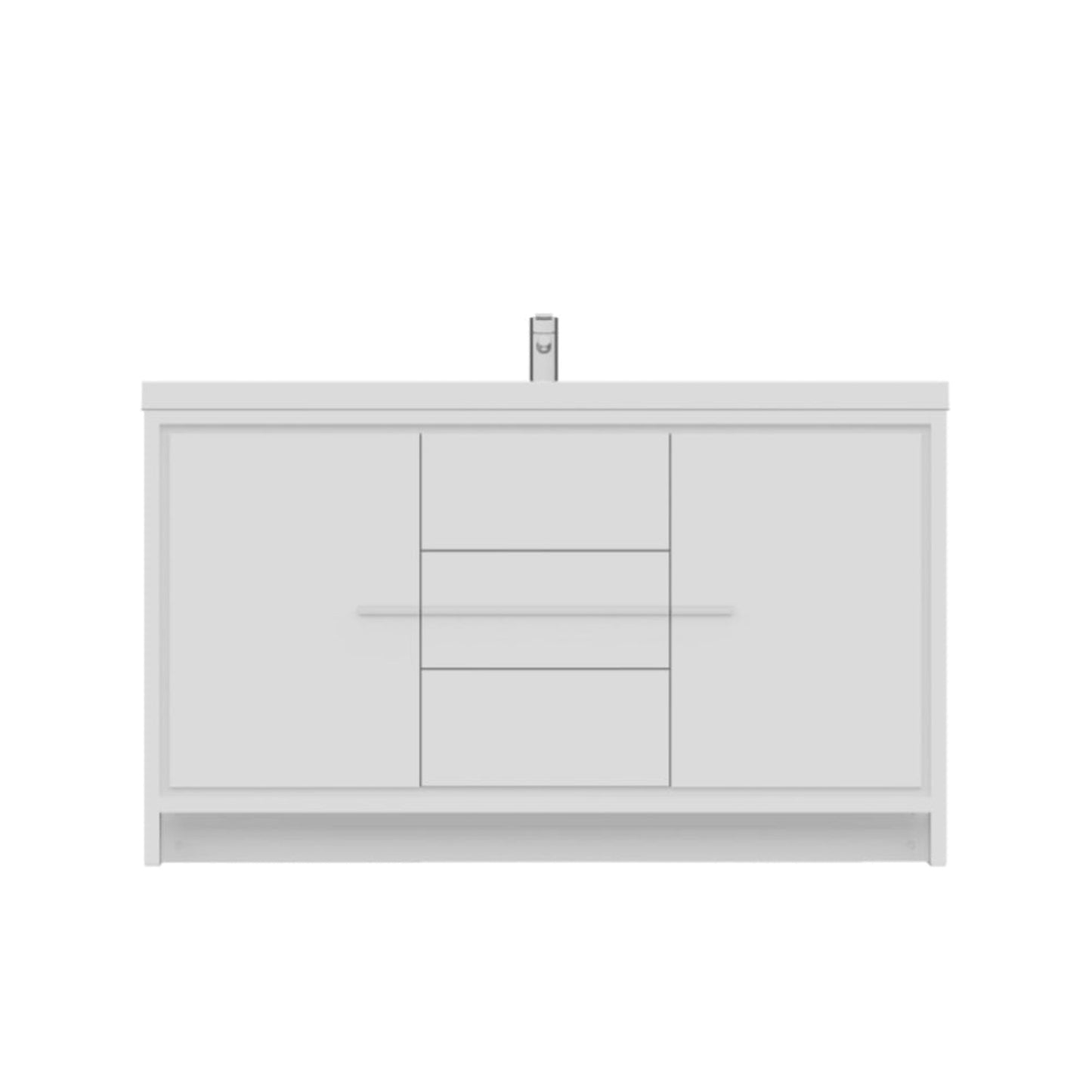 Alya Bath Sortino 60" Single White Modern Freestanding  Bathroom Vanity With Acrylic Top and Integrated Sink - AB-MD660S-W - Backyard Provider