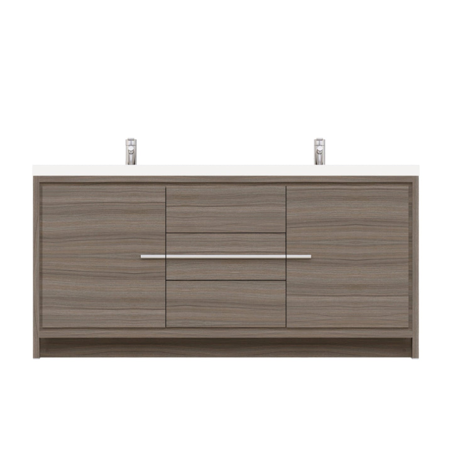 Alya Bath Sortino 72" Double Gray Modern Freestanding  Bathroom Vanity With Acrylic Top and Integrated  Sink - AB-MD672-G - Backyard Provider