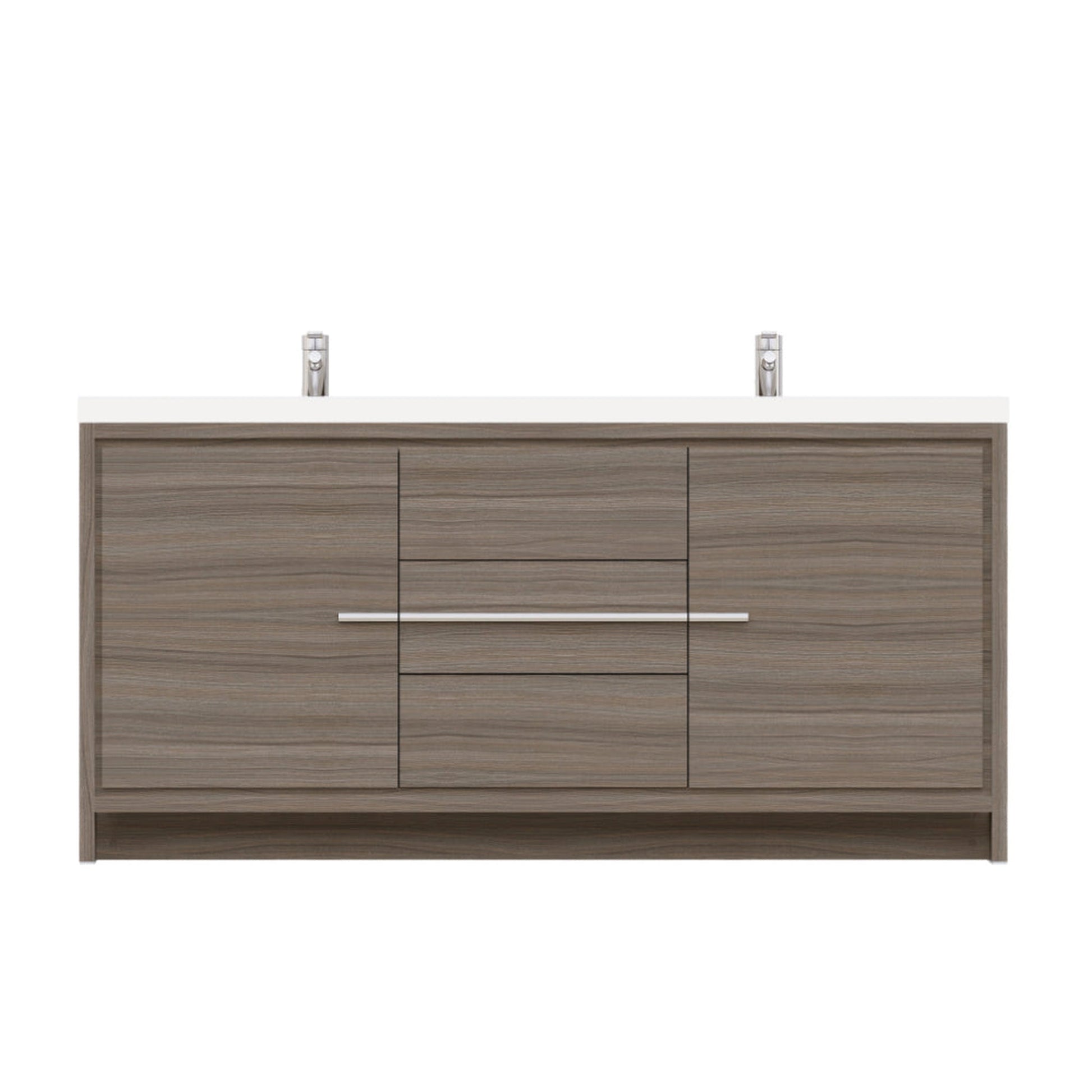 Alya Bath Sortino 72" Double Gray Modern Freestanding  Bathroom Vanity With Acrylic Top and Integrated  Sink - AB-MD672-G - Backyard Provider