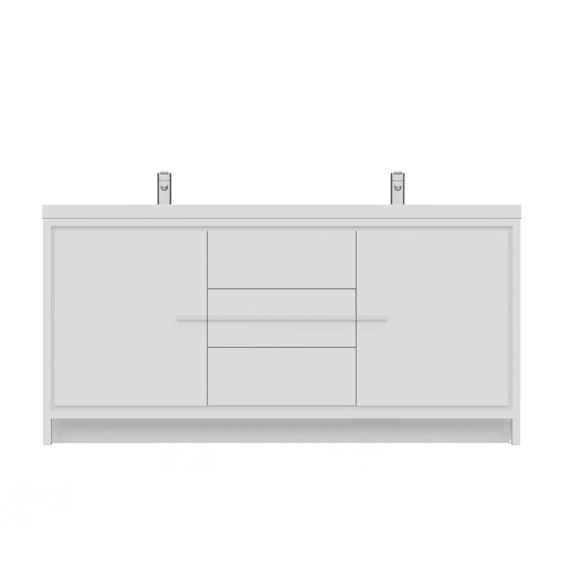 Alya Bath Sortino 72"  Double White Modern Freestanding  Bathroom Vanity With Acrylic Top and Integrated Sink - AB-MD672-W - Backyard Provider