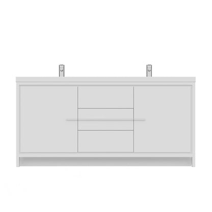 Alya Bath Sortino 72"  Double White Modern Freestanding  Bathroom Vanity With Acrylic Top and Integrated Sink - AB-MD672-W - Backyard Provider