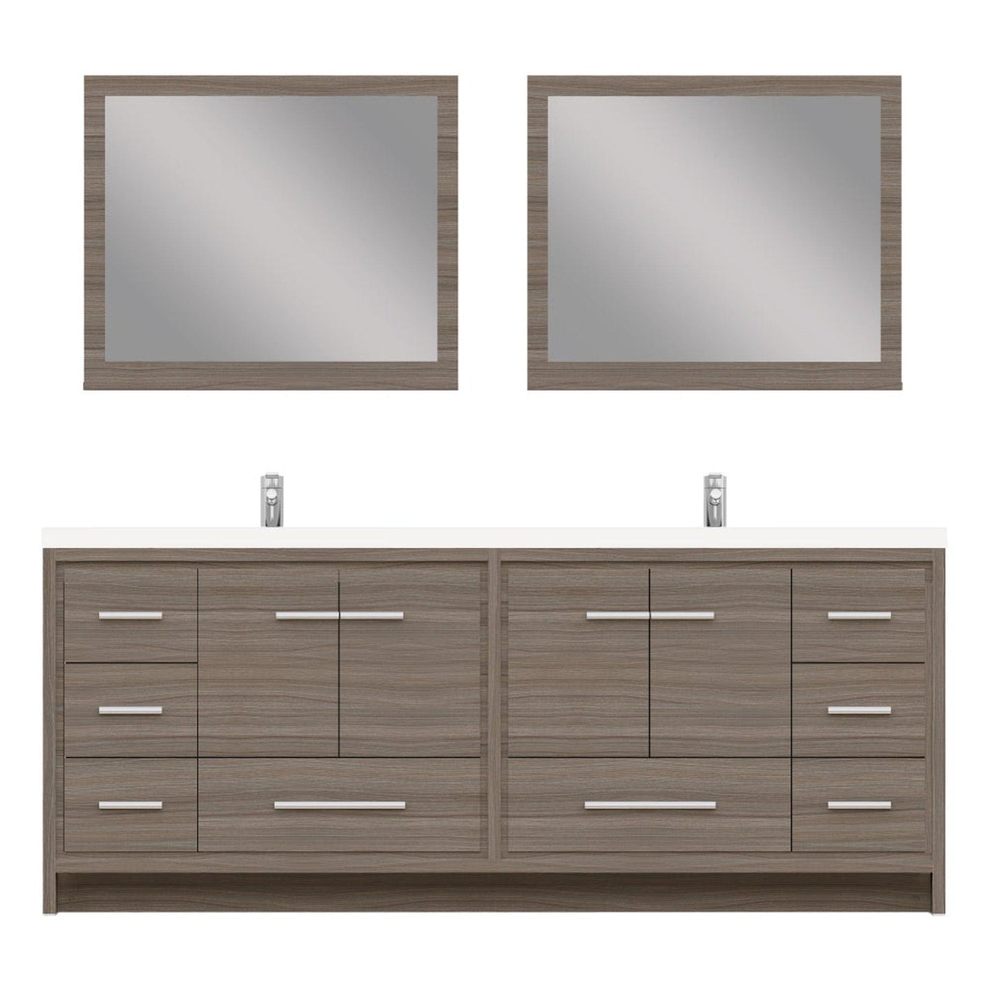 Alya Bath Sortino 84" Double Gray Modern Freestanding  Bathroom Vanity With Acrylic Top and Integrated  Sink - AB-MD684-G - Backyard Provider