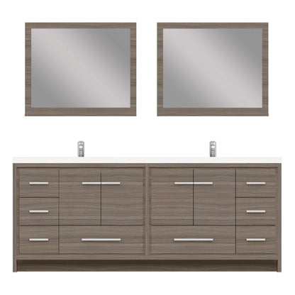 Alya Bath Sortino 84" Double Gray Modern Freestanding  Bathroom Vanity With Acrylic Top and Integrated  Sink - AB-MD684-G - Backyard Provider