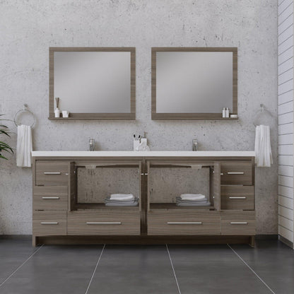 Alya Bath Sortino 84" Double Gray Modern Freestanding  Bathroom Vanity With Acrylic Top and Integrated  Sink - AB-MD684-G - Backyard Provider
