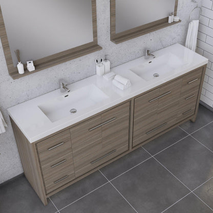 Alya Bath Sortino 84" Double Gray Modern Freestanding  Bathroom Vanity With Acrylic Top and Integrated  Sink - AB-MD684-G - Backyard Provider