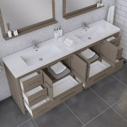 Alya Bath Sortino 84" Double Gray Modern Freestanding  Bathroom Vanity With Acrylic Top and Integrated  Sink - AB-MD684-G - Backyard Provider
