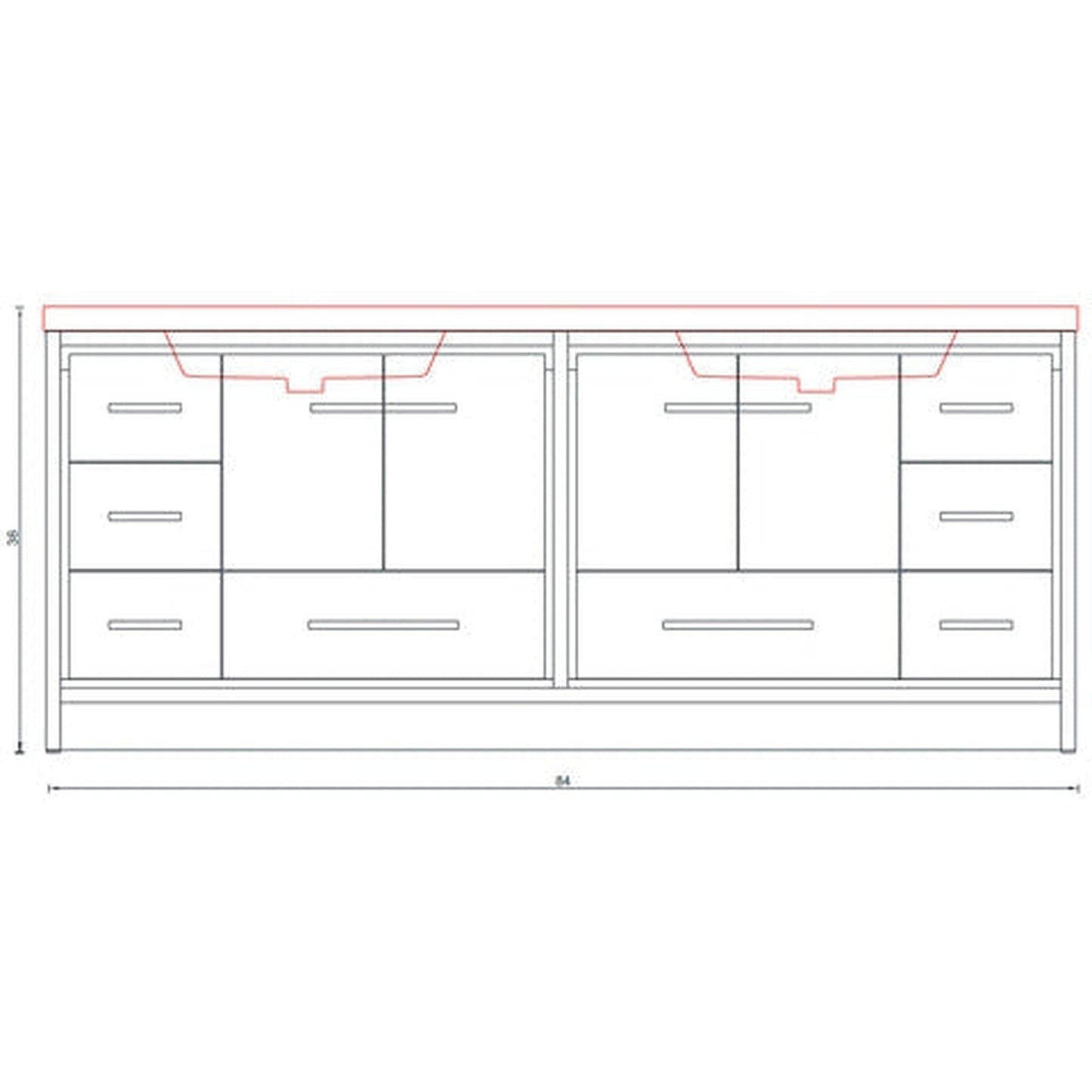 Alya Bath Sortino 84" Double Gray Modern Freestanding  Bathroom Vanity With Acrylic Top and Integrated  Sink - AB-MD684-G - Backyard Provider