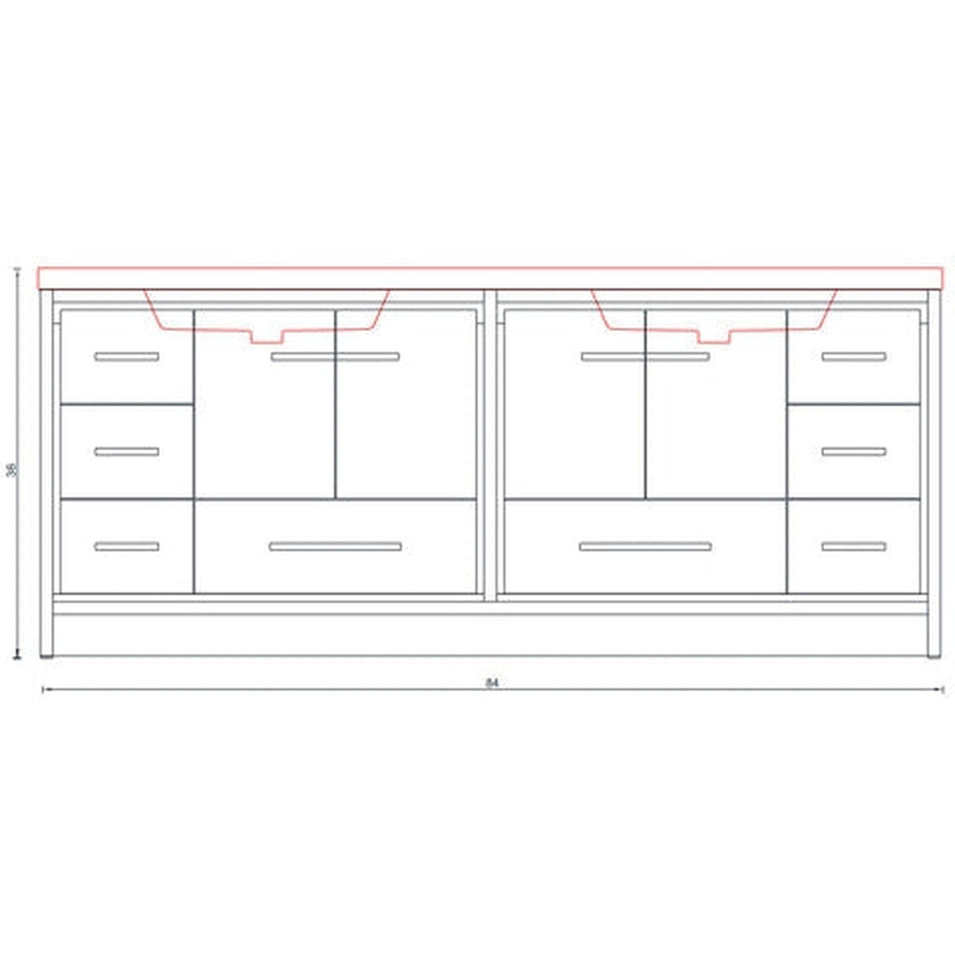 Alya Bath Sortino 84" Double Gray Modern Freestanding  Bathroom Vanity With Acrylic Top and Integrated  Sink - AB-MD684-G - Backyard Provider