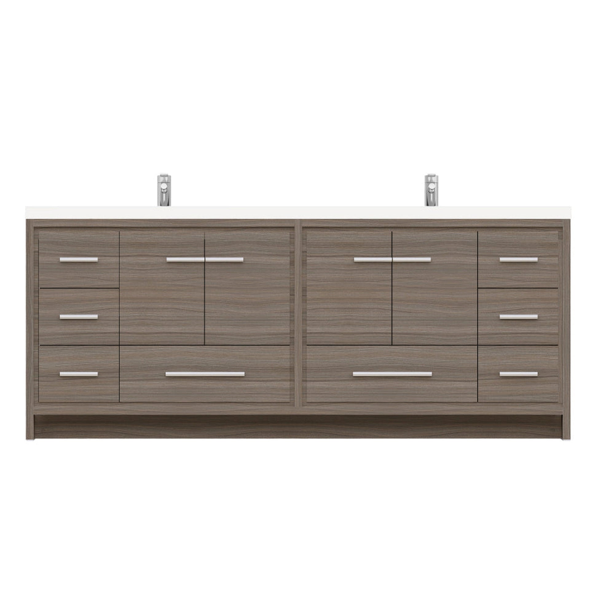 Alya Bath Sortino 84" Double Gray Modern Freestanding  Bathroom Vanity With Acrylic Top and Integrated  Sink - AB-MD684-G - Backyard Provider