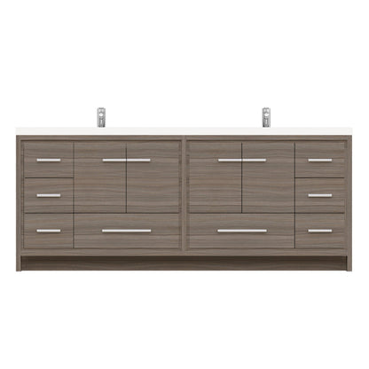 Alya Bath Sortino 84" Double Gray Modern Freestanding  Bathroom Vanity With Acrylic Top and Integrated  Sink - AB-MD684-G - Backyard Provider