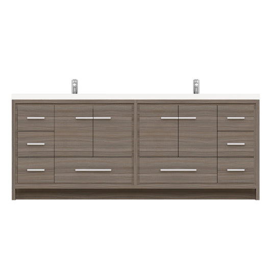 Alya Bath Sortino 84" Double Gray Modern Freestanding  Bathroom Vanity With Acrylic Top and Integrated  Sink - AB-MD684-G - Backyard Provider