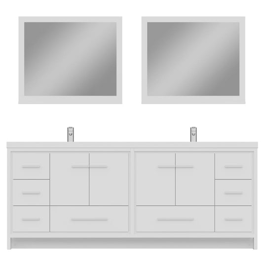 Alya Bath Sortino 84" Double White Modern Freestanding  Bathroom Vanity With Acrylic Top and Integrated Sink - AB-MD684-W - Backyard Provider