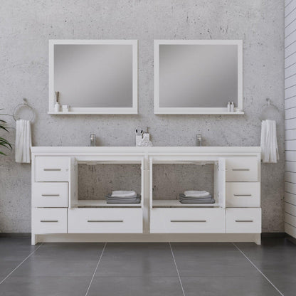 Alya Bath Sortino 84" Double White Modern Freestanding  Bathroom Vanity With Acrylic Top and Integrated Sink - AB-MD684-W - Backyard Provider