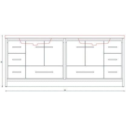 Alya Bath Sortino 84" Double White Modern Freestanding  Bathroom Vanity With Acrylic Top and Integrated Sink - AB-MD684-W - Backyard Provider