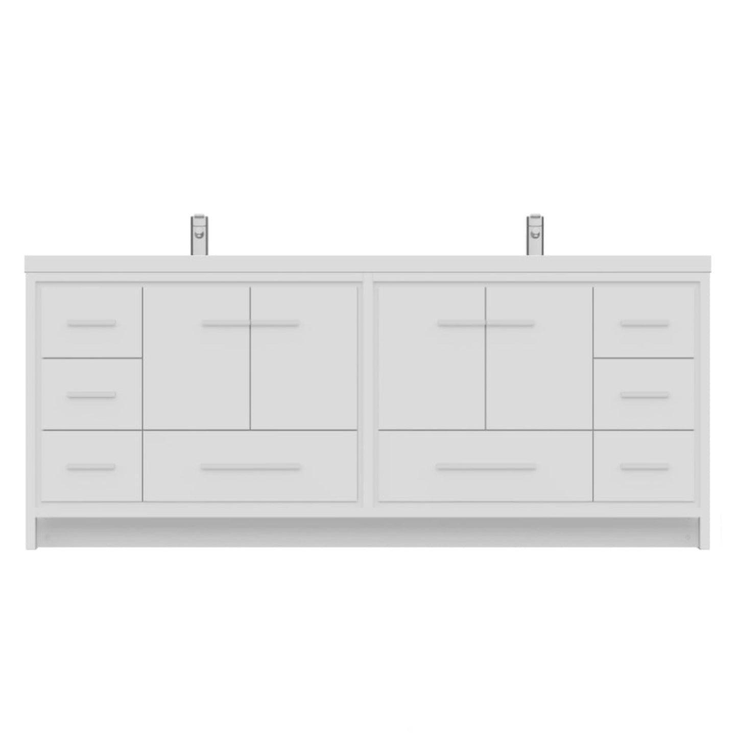 Alya Bath Sortino 84" Double White Modern Freestanding  Bathroom Vanity With Acrylic Top and Integrated Sink - AB-MD684-W - Backyard Provider