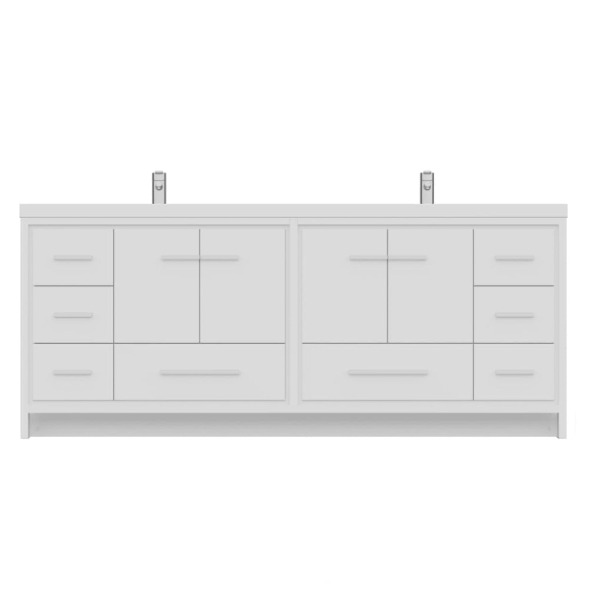 Alya Bath Sortino 84" Double White Modern Freestanding  Bathroom Vanity With Acrylic Top and Integrated Sink - AB-MD684-W - Backyard Provider