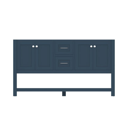 Alya Bath Wilmington 60" Double Blue Freestanding  Bathroom Vanity  With Brushed Nickel Edge Handles - HE-102-60D-B - Backyard Provider