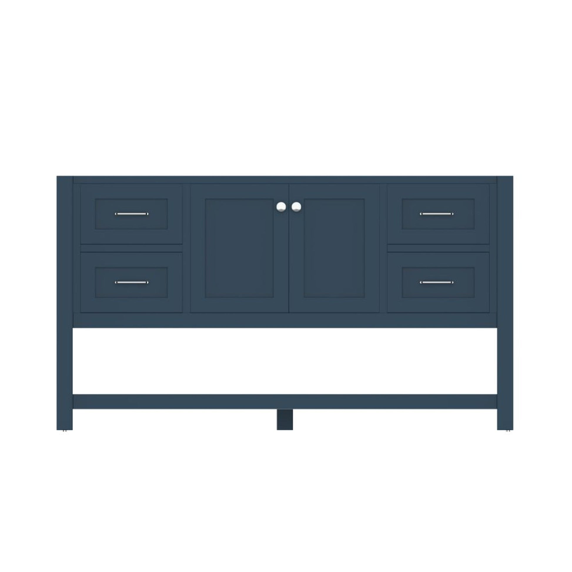 Alya Bath Wilmington 60" Single Blue Freestanding  Bathroom Vanity  With Brushed Nickel Edge Handles - HE-102-60S-B - Backyard Provider