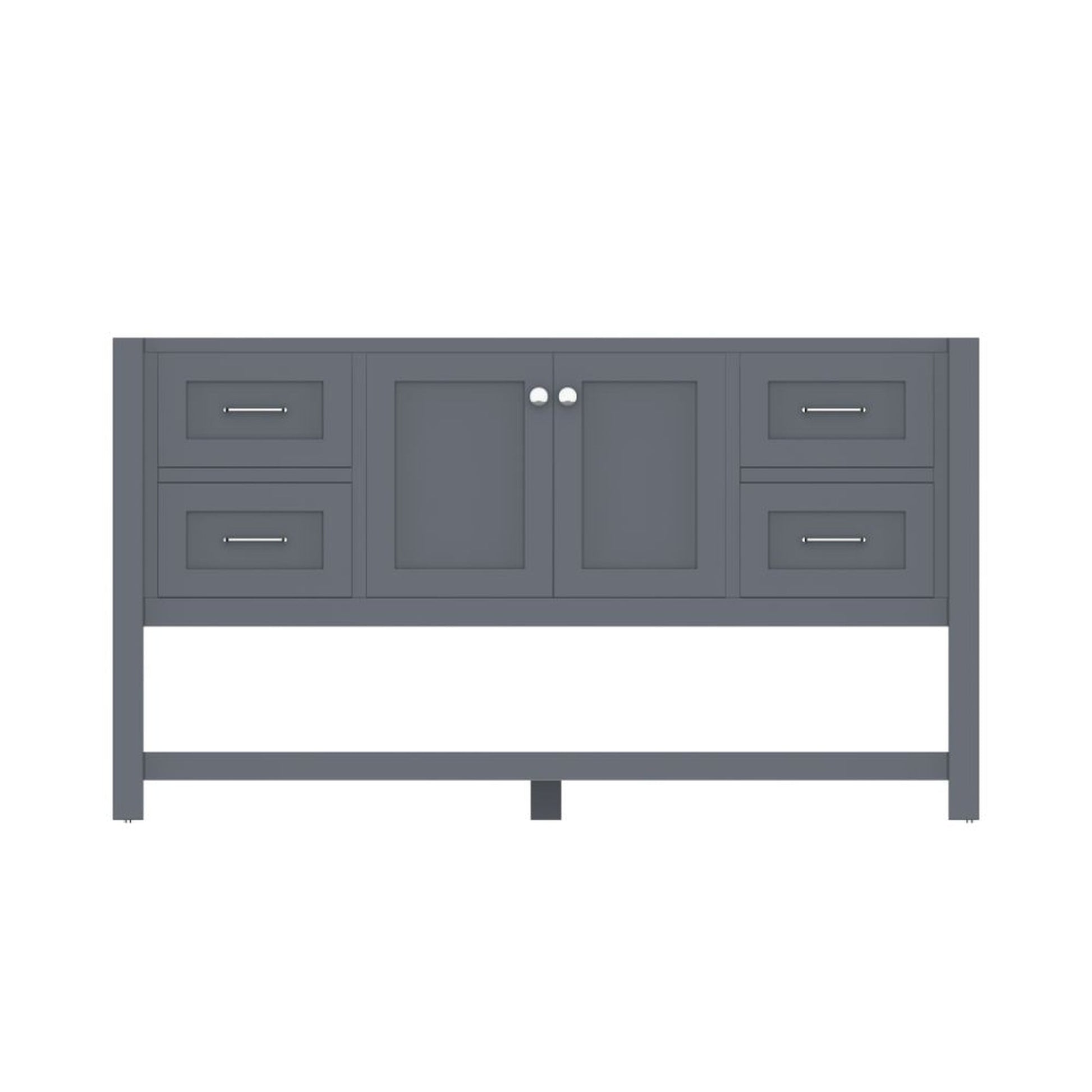 Alya Bath Wilmington 60" Single Gray Freestanding  Bathroom Vanity  With Brushed Nickel Edge Handles - HE-102-60S-G - Backyard Provider