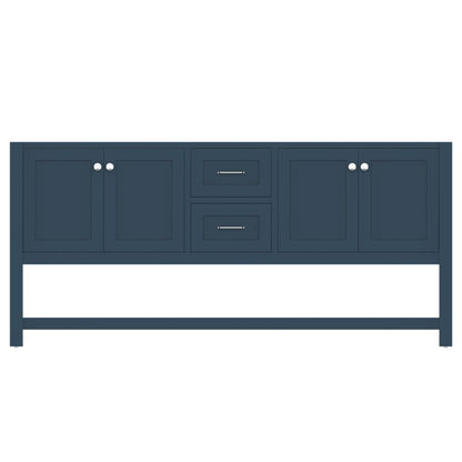 Alya Bath Wilmington 72" Double Blue Freestanding  Bathroom Vanity  With Brushed Nickel Edge Handles - HE-102-72D-B - Backyard Provider