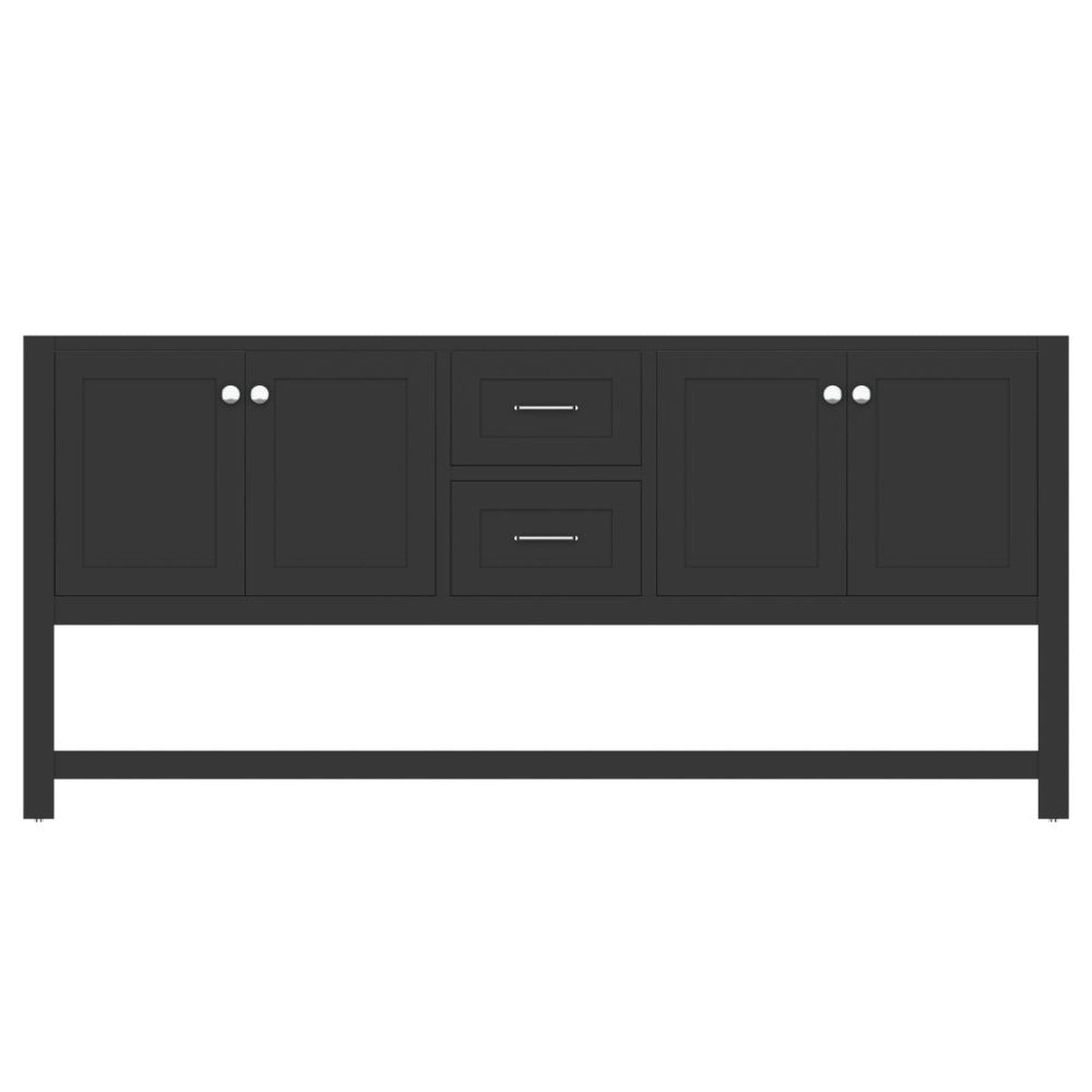 Alya Bath Wilmington 72" Double Espresso Freestanding  Bathroom Vanity  With Brushed Nickel Edge Handles - HE-102-72D-E - Backyard Provider