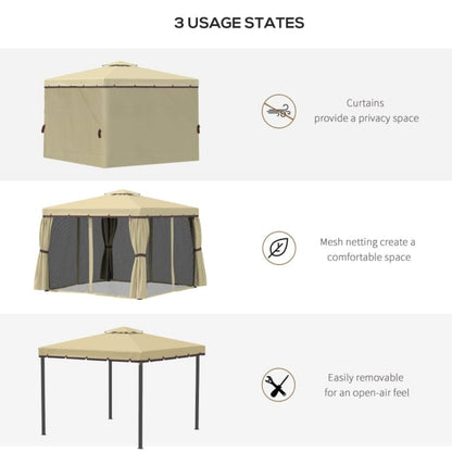 Outsunny 10' x 10' Patio Gazebo Outdoor Canopy Shelter - 84C-269BG