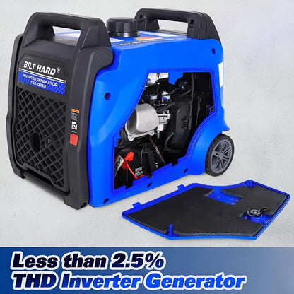 BILT HARD Portable Generator 5500 Watt, Quiet Inverter Generator with Electric Start, 120V NEMA 5-20R, NEMA TT-30R and 12V DC Output, Outdoor Generators for Home Backup Use and RV Ready - TGA-0252