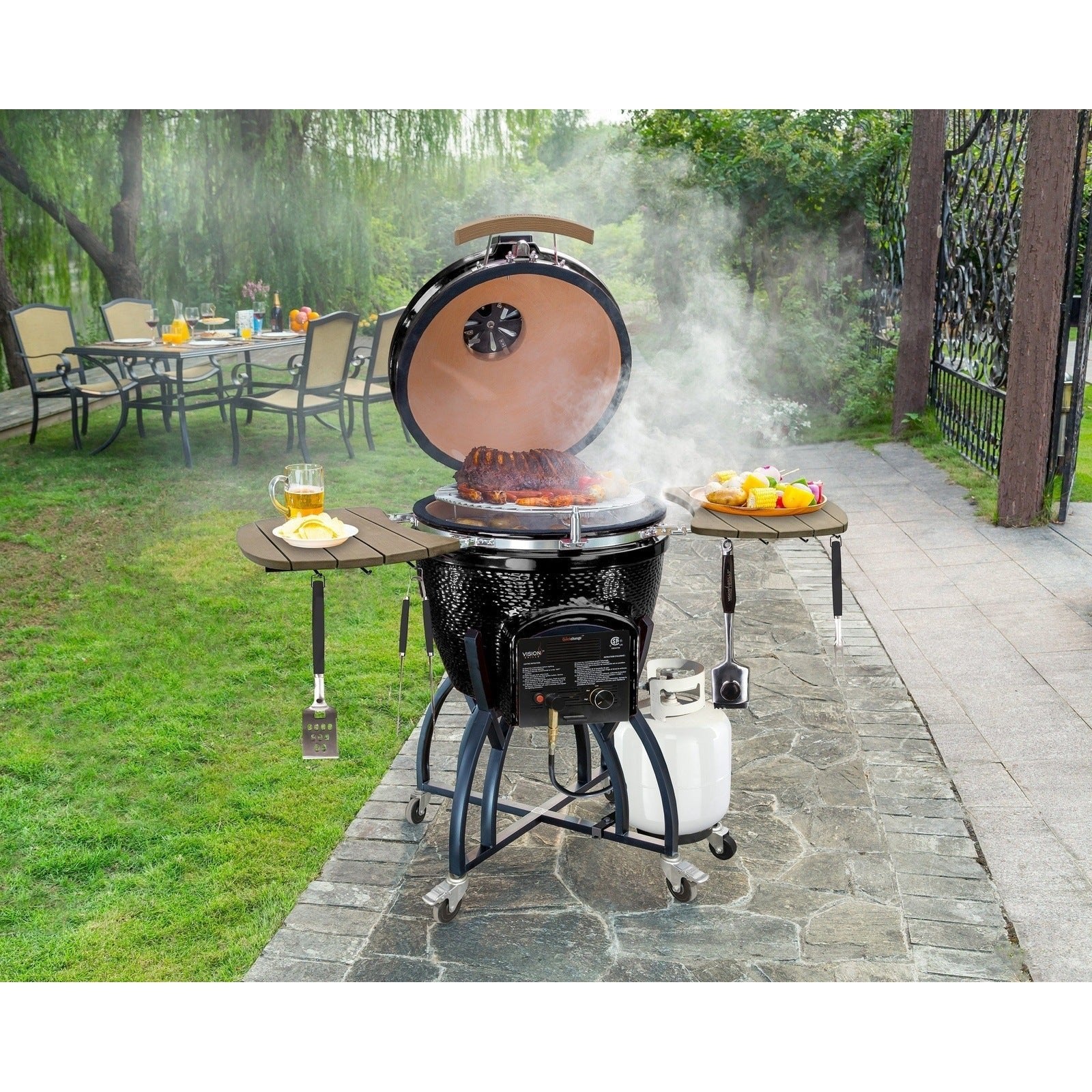Vision Grills Professional | C-Series Hybrid | Charcoal & Gas - C Series Hybrid Black