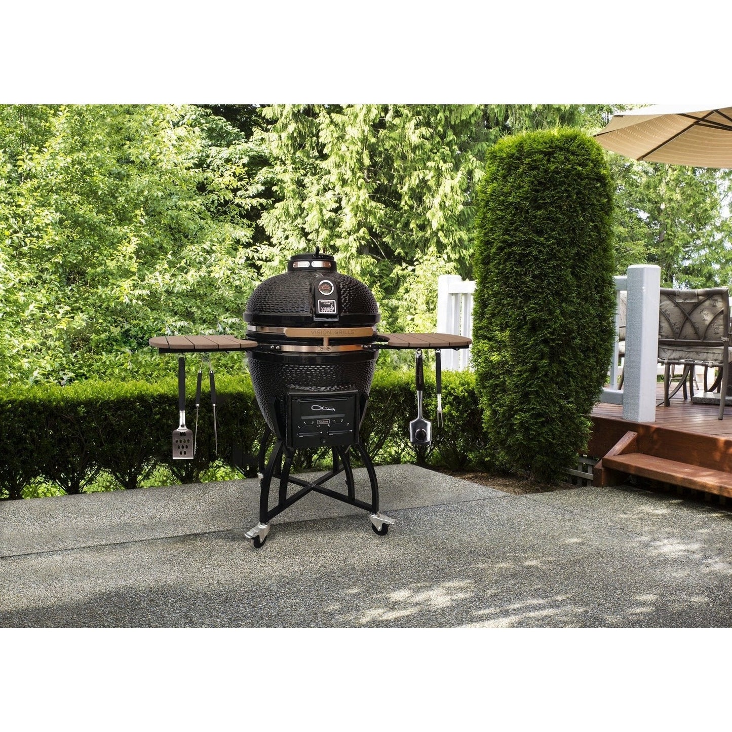 Vision Grills Professional | S-Series Ceramic Kamado Grill | Charcoal Gas Compatible - S-Series - Black