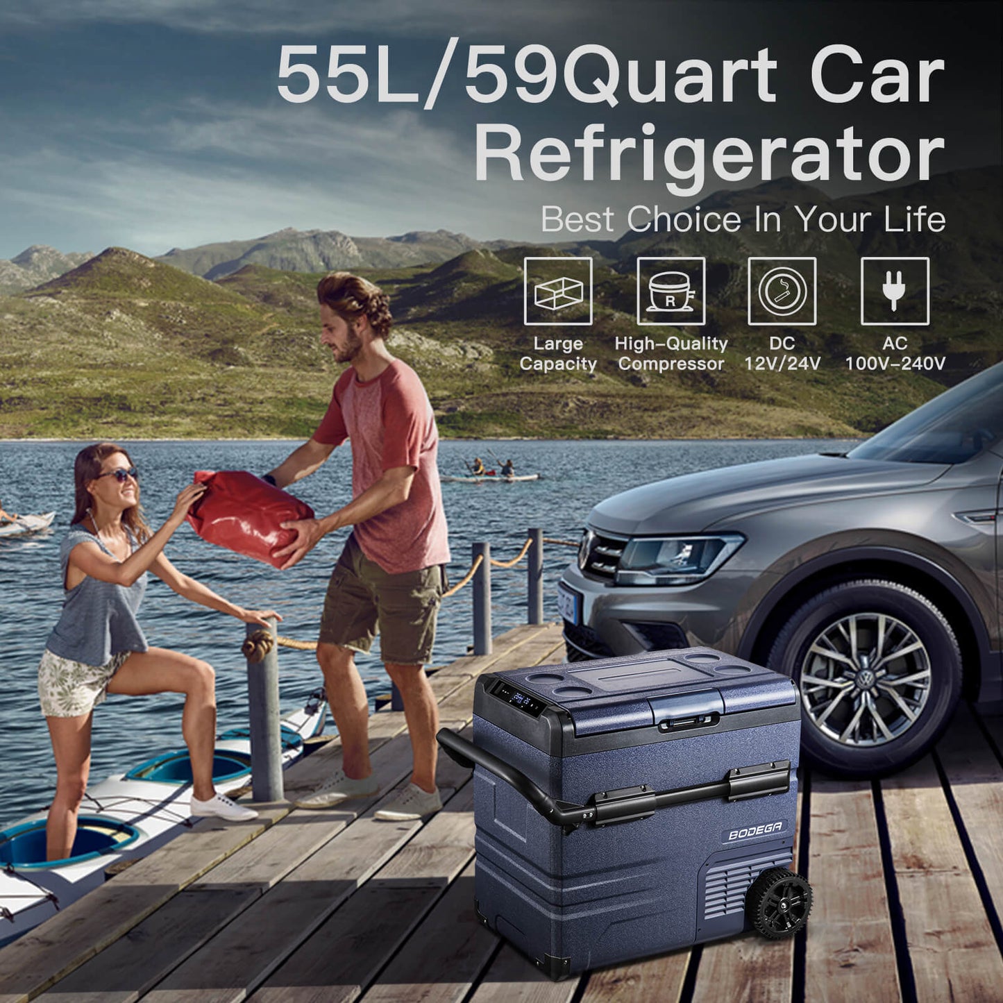 Earth Day Sale-BODEGAcooler Portable Refrigerator TWW55 59Qt/55L - TWW55-1