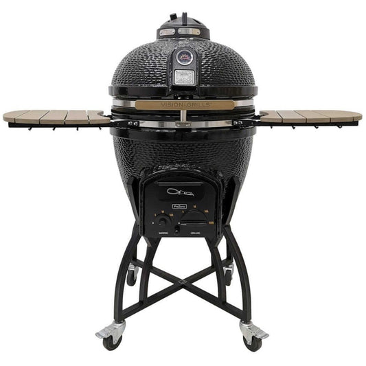 Vision Grills Professional | C-Series Ceramic Kamado Grill | Charcoal (Gas Compatible) - C-Series - Super Bundle Black