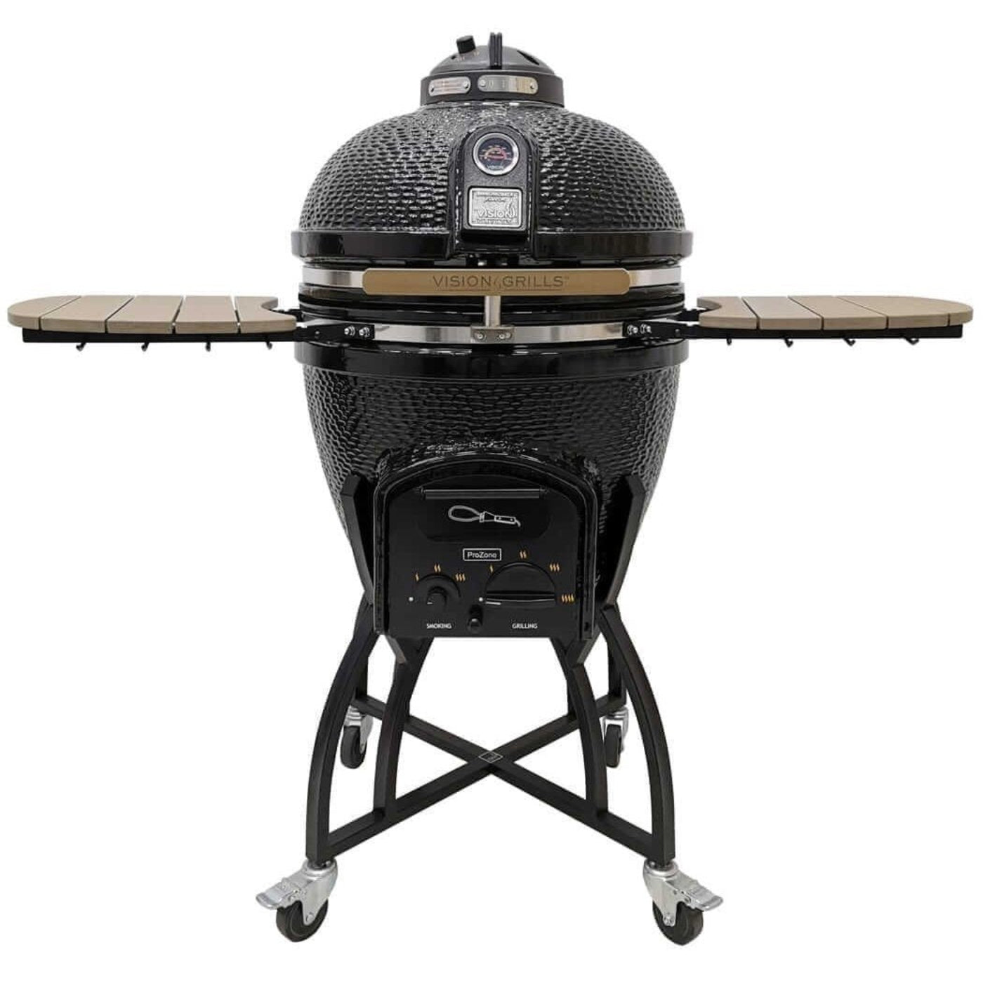 Vision Grills Professional | C-Series Ceramic Kamado Grill | Charcoal (Gas Compatible) - C-Series - Super Bundle Black