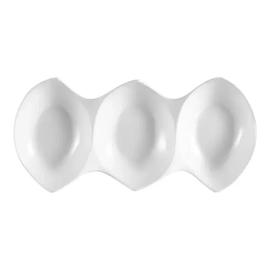 CAC China Compartment Leaf Shape Tray Small 0.5ozx3 6" Case of 48 Pcs - COL-46 3