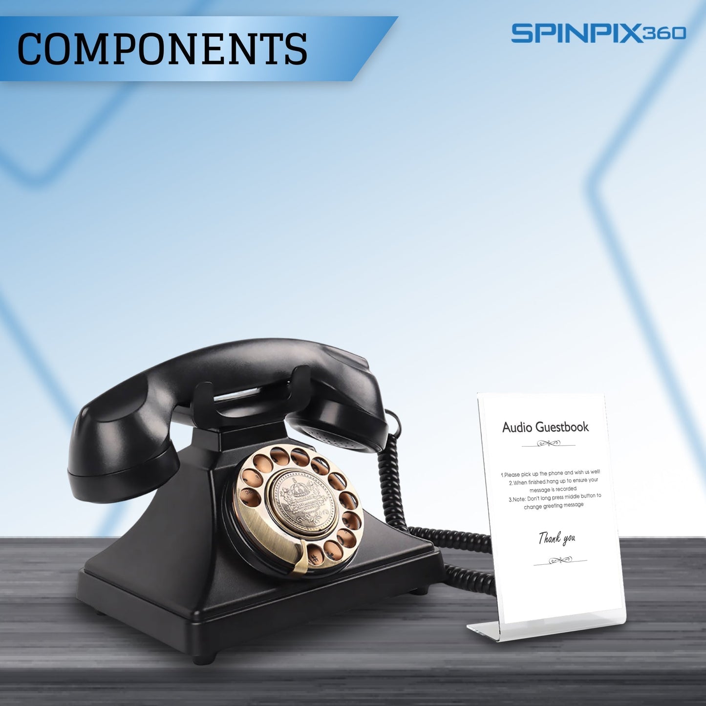 SpinPix360 Industrial Style Telephone Style Audio Guest Book