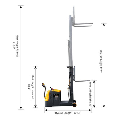 Apollolift Counterbalanced Electric Stacker  3300lbs 177" High - Backyard Provider
