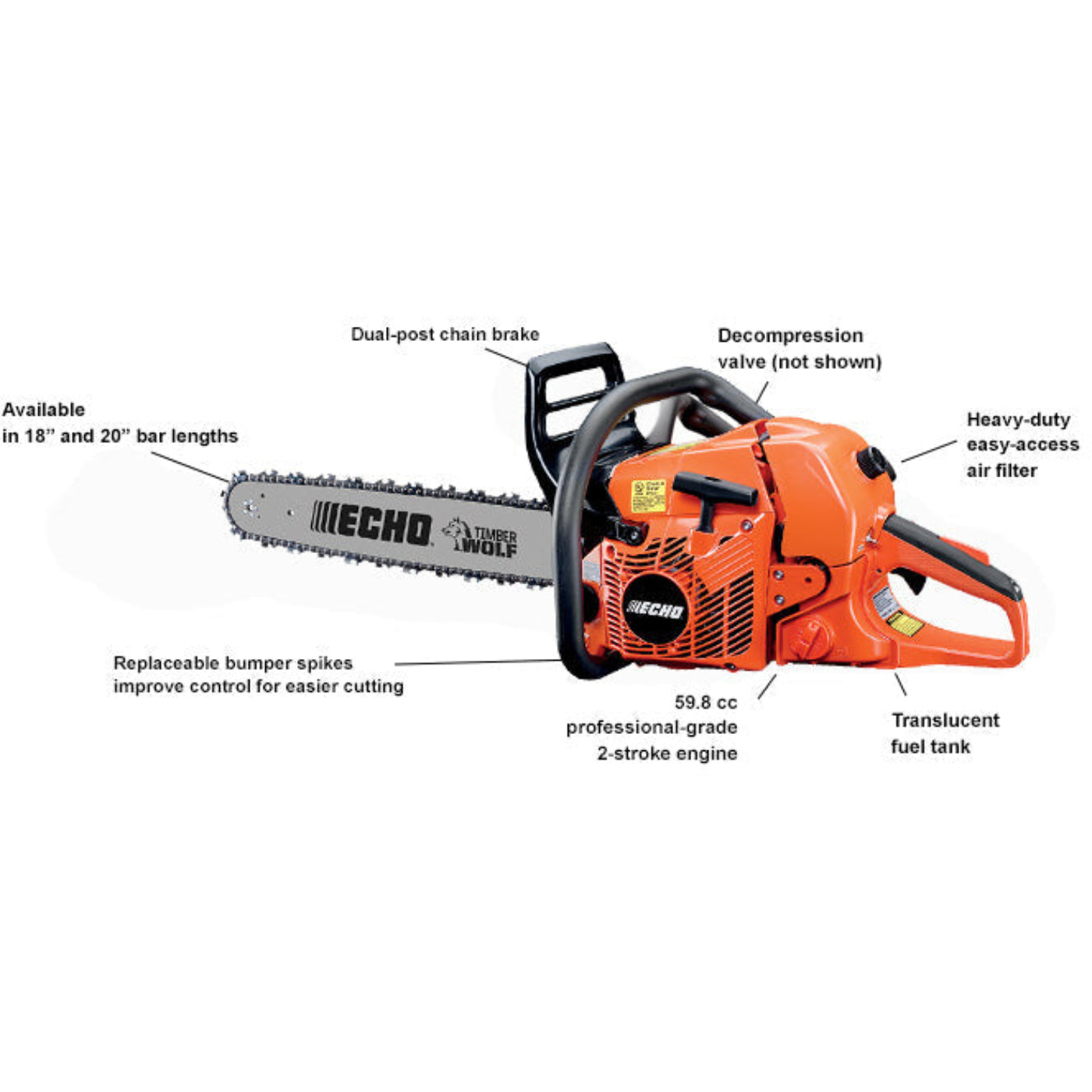 Echo CS-590 Timber Wolf Chain Saw - 59.0 CC - 4.02 HP* - CS-590- Powerhead Only