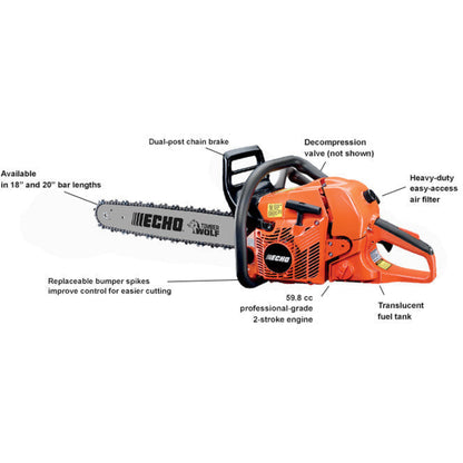 Echo CS-590 Timber Wolf Chain Saw - 59.0 CC - 4.02 HP* - CS-590- Powerhead Only