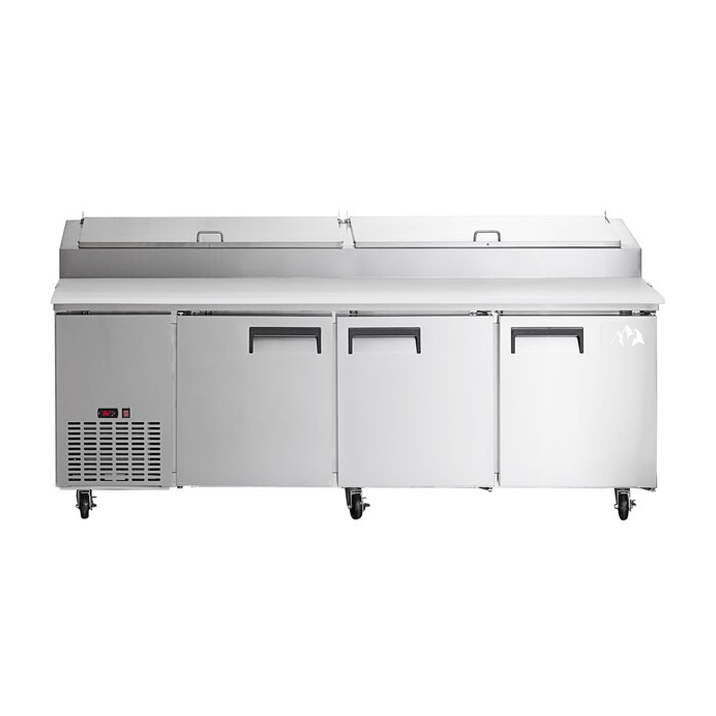 Chef AAA Commercial 91" Pizza Prep Table Refrigerator 12 Pans 3 Door Stainless Steel 24.2 cu.ft. - APPT-91-HC