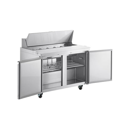 Chef AAA Commercial 46" Sandwich Prep Table Refrigerator MEGA TOP 18 Pans 2 Door Stainless Steel 9.5 cu.ft. - SS-PT-46M-HC