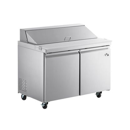 Chef AAA Commercial 46" Sandwich Prep Table Refrigerator 12 Pans 2 Door Stainless Steel 9.5 cu.ft. - SS-PT-46-HC