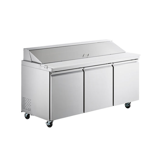 Chef AAA Commercial 70" Sandwich Prep Table 3 Door Stainless Steel Refrigerator 15.5 cu.ft. - SS-PT-70-HC