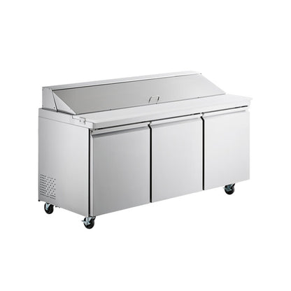 Chef AAA Commercial 70" Sandwich Prep Table 3 Door Stainless Steel Refrigerator 15.5 cu.ft. - SS-PT-70-HC