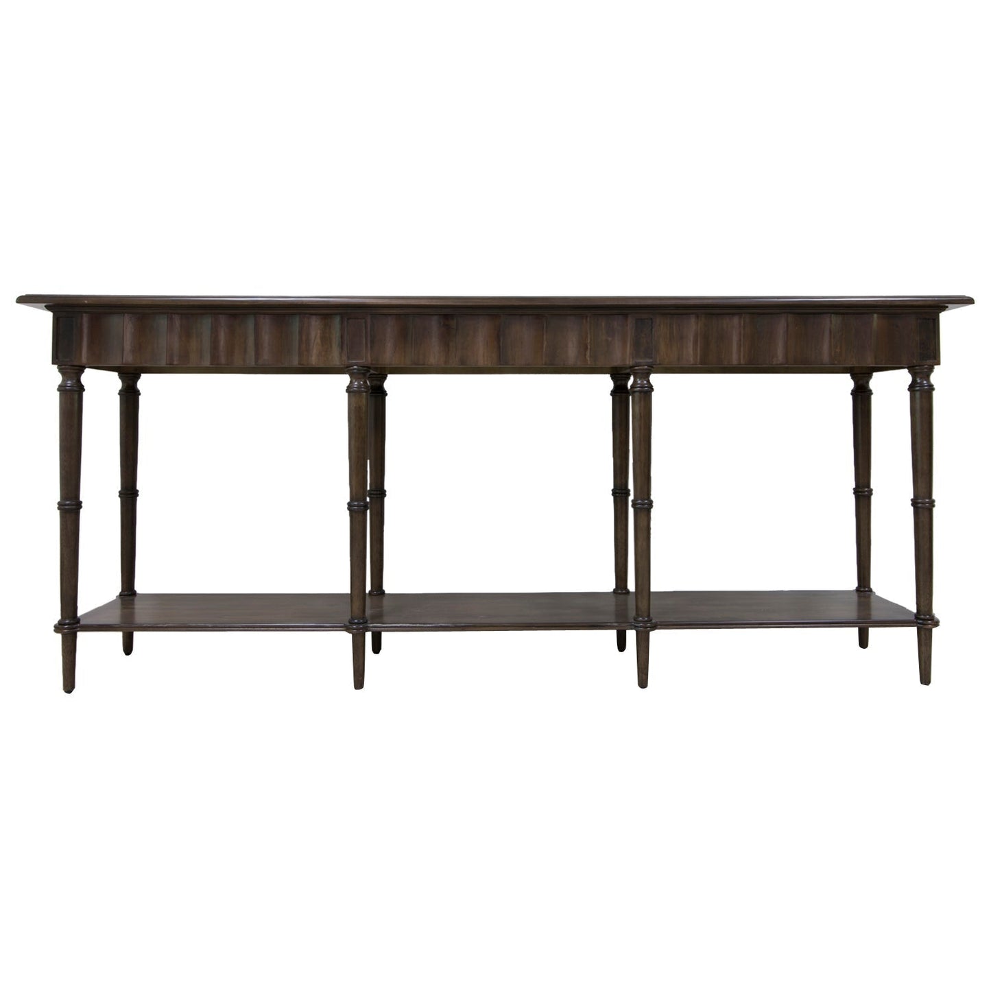 Crestview Collection Hawthorne Estate 84" x 18" x 35" 8-Leg Traditional Wood Scalloped Pine Console Table In Natural Wood Finish - CVFVR8105