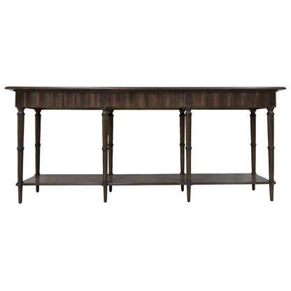 Crestview Collection Hawthorne Estate 84" x 18" x 35" 8-Leg Traditional Wood Scalloped Pine Console Table In Natural Wood Finish - CVFVR8105