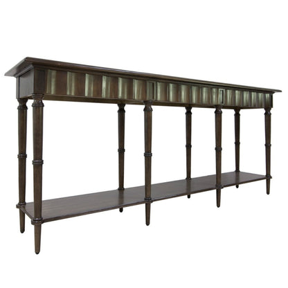 Crestview Collection Hawthorne Estate 84" x 18" x 35" 8-Leg Traditional Wood Scalloped Pine Console Table In Natural Wood Finish - CVFVR8105