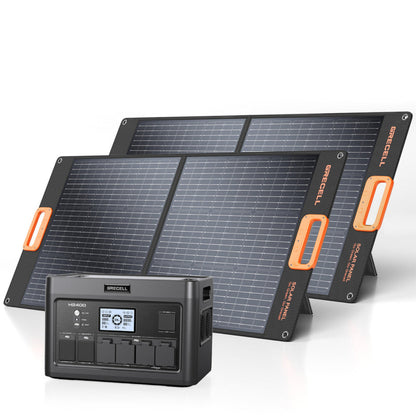 GRECELL Portable Power Station 2400W With Foldable Solar Panel - YCNX0014AGE-US+DYZDB0001AGE*2
