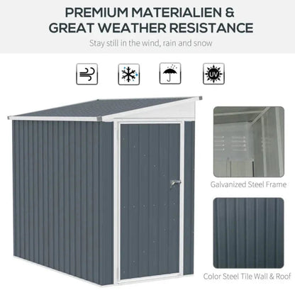 Outsunny 4' x 6' Steel Garden Storage Shed - 845-692