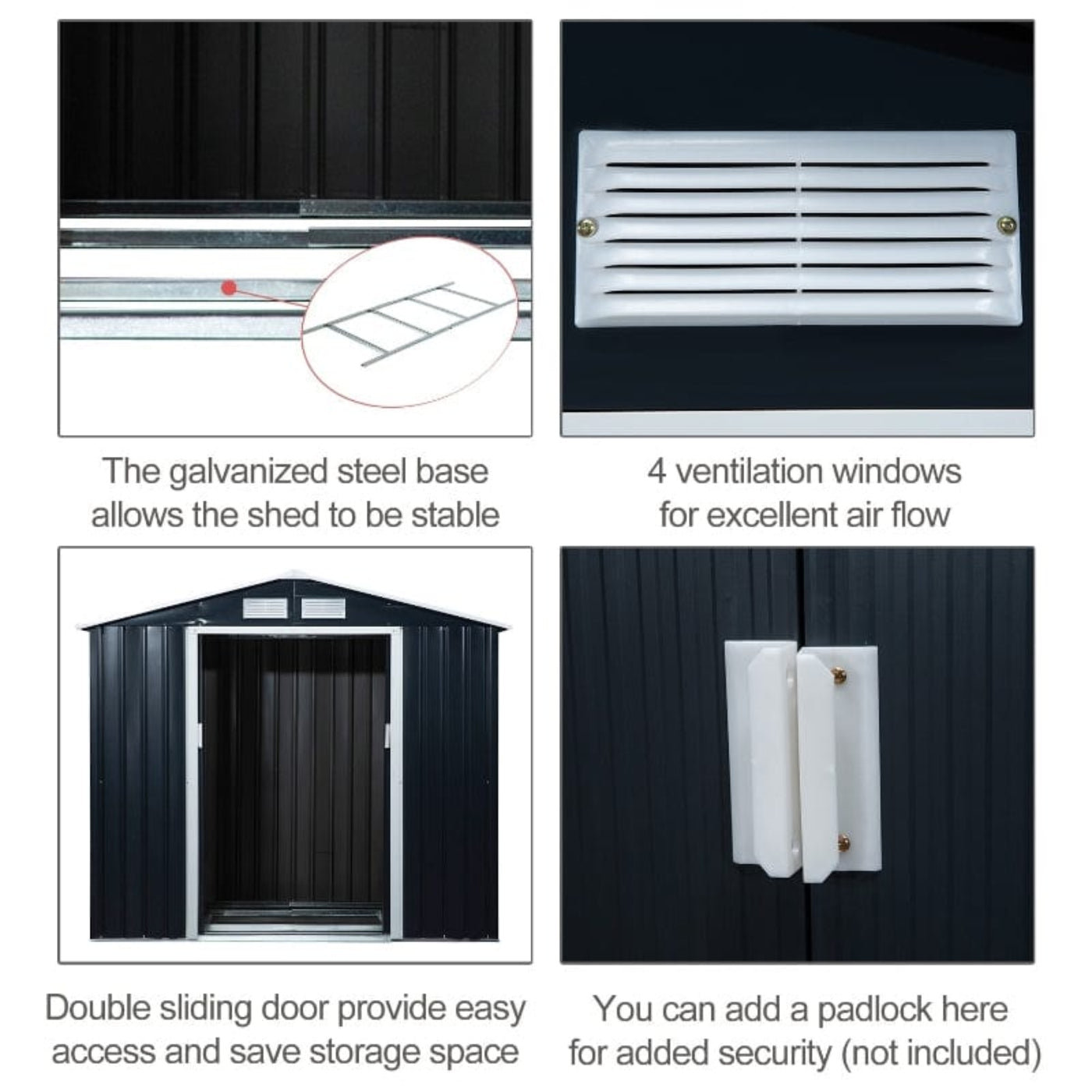 Outsunny 7'x4' Metal Outdoor Shed - 845-030CG